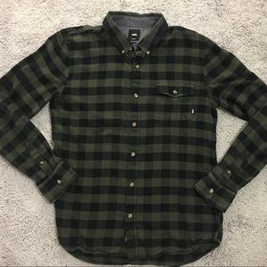 Vans Green Black Flannel Shirt Medium